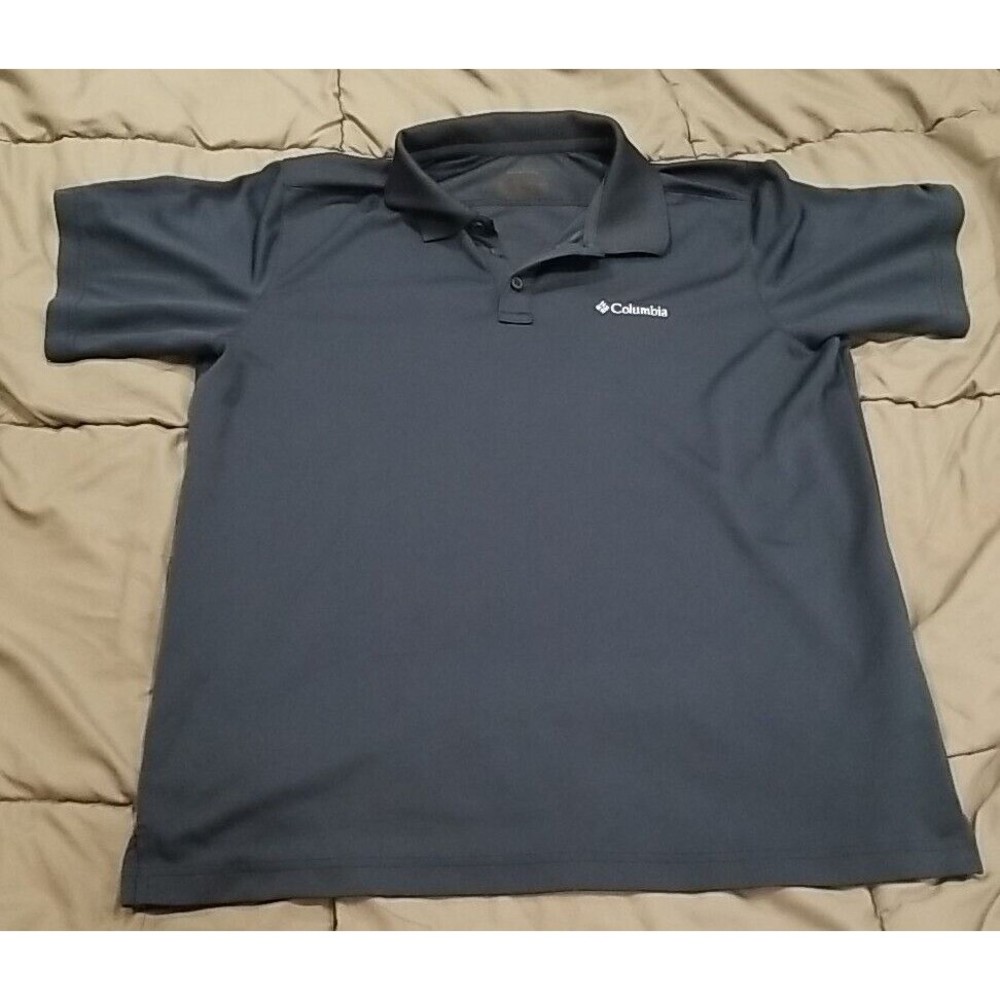 Columbia Shirt Mens Medium Polo Blue Omnishade Fishing Hiking Outdoors